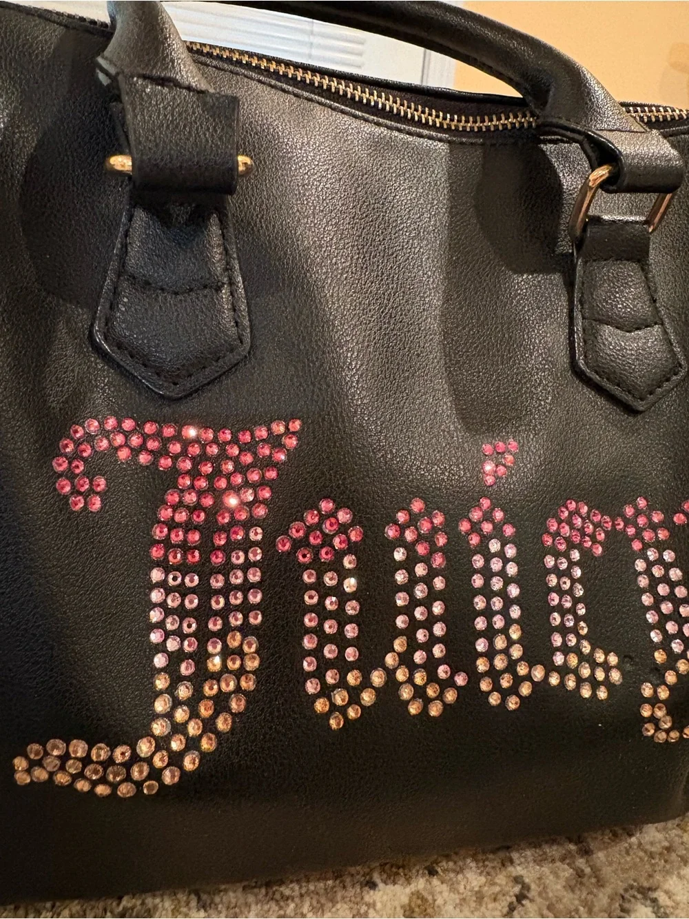 Juicy Couture Be Classic II Satchel 10” x 8” x 5.5” Pink Rhinestones Crossbody